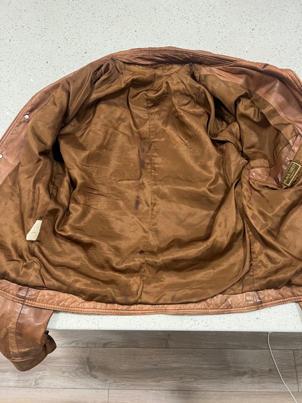 Vintage 1970s BLACK SHEEP 100% Genuine Leather Tailored Canada Moto Jacket Small - Picture 14 of 16